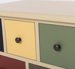 Comoda cu 13 sertare de la Rustic Butique PS103 - Culoare Corp_P046 - Culoare Sertare_Multicolor - MULTICOLOR