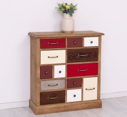 Comoda cu 13 sertare de la Rustic Butique PS474 - Culoare Corp_P001 - Culoare Sertare_Multicolor - MULTICOLOR