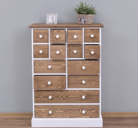 Comoda cu 14 sertare de la Rustic Butique PS158 - Culoare Top_P001 - Culoare Corp_P004 - Culoare Sertare_P001 - DUBLU COLOR