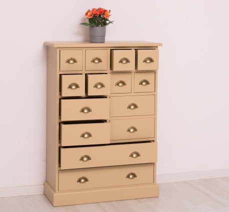 Comoda cu 14 sertare de la Rustic Butique PS158 - Culoare_P025++P032A - 2 STRATURI DE CULORI ANTICHIZAT