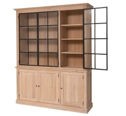 Vitrina eleganta din stejar, cu 3 usi BAS + 3 usi sticla SUP de la Studio Szel OPS799BAS+SUP - Culoare_P035 - ULEIAT