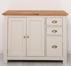 Dulap bucatarie cu 2 usi, 3 sertare, blat stejar de la Rustic Butique PS240 - Culoare Top_P089 - Culoare Ext._P024 / Culoare Int._P002 - TRIPLU COLOR