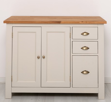 Dulap bucatarie cu 2 usi, 3 sertare, blat stejar de la Rustic Butique PS240 - Culoare Top_P089 - Culoare Ext._P024 / Culoare Int._P002 - TRIPLU COLOR
