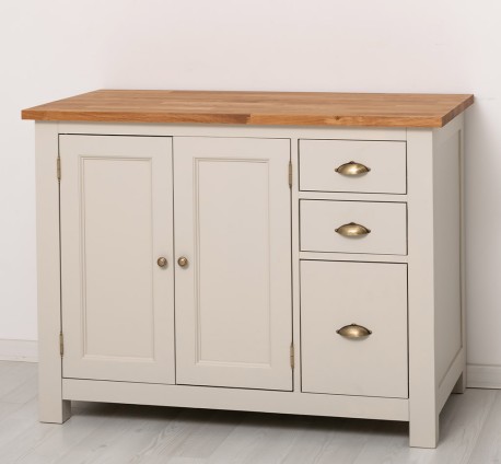 Dulap bucatarie cu 2 usi, 3 sertare, blat stejar de la Rustic Butique PS240 - Culoare Top_P089 - Culoare Ext._P024 / Culoare Int._P002 - TRIPLU COLOR