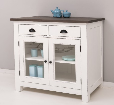 Comoda cu 2 usi, 2 sertare, blat stejar de la Rustic Butique PS684 - Culoare Top_P058 - Culoare Corp_P022++P039A - TRIPLU COLOR