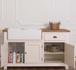 Corp bucatarie pentru chiuveta dubla - chiuveta nu este inclusa in pret de la Rustic Butique PS599 - Top Culoare_P001 - Corp Culoare_P015 - DUBLU COLOR