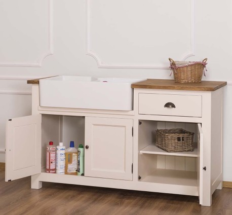 Corp bucatarie pentru chiuveta dubla - chiuveta nu este inclusa in pret de la Rustic Butique PS599 - Top Culoare_P001 - Corp Culoare_P015 - DUBLU COLOR