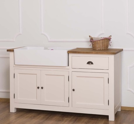 Corp bucatarie pentru chiuveta dubla - chiuveta nu este inclusa in pret de la Rustic Butique PS599 - Top Culoare_P001 - Corp Culoare_P015 - DUBLU COLOR