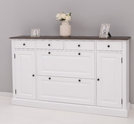 Comoda hol cu 2+2 usi si 4 sertare de la Rustic Butique PS472 - Culoare Top_P058 - Culoare Corp_P004 - DUBLU COLOR