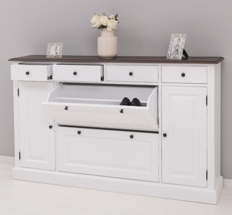 Comoda hol cu 2+2 usi si 4 sertare de la Rustic Butique PS472 - Culoare Top_P058 - Culoare Corp_P004 - DUBLU COLOR