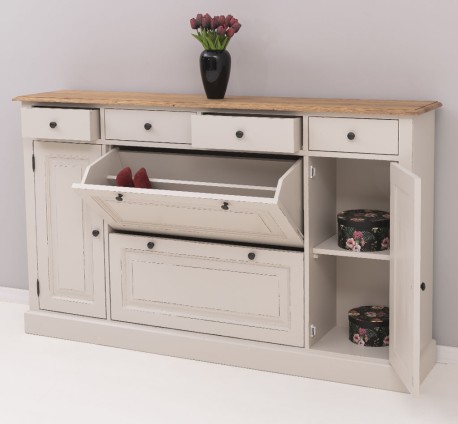 Comoda hol cu 2+2 usi si 4 sertare de la Rustic Butique PS472 - Culoare Top_P089 - Culoare Corp_P028++P024A - TRIPLU COLOR
