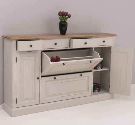 Comoda hol cu 2+2 usi si 4 sertare de la Rustic Butique PS472 - Culoare Top_P089 - Culoare Corp_P028++P024A - TRIPLU COLOR