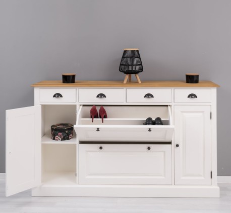 Comoda hol cu 2+2 usi si 4 sertare de la Rustic Butique PS472 - Culoare Top_P002 - Culoare Corp_P039A - DUBLU COLOR