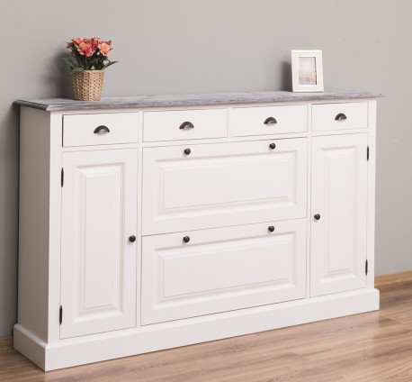 Comoda hol cu 2+2 usi si 4 sertare de la Rustic Butique PS472 - Culoare Top_P065 - Culoare Corp_P039A - DUBLU COLOR