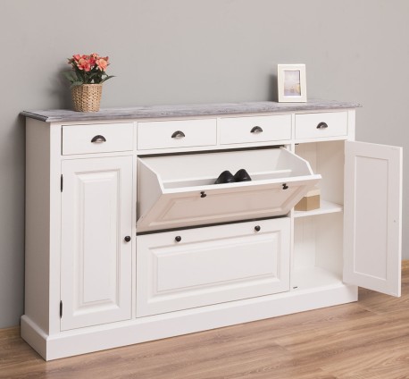 Comoda hol cu 2+2 usi si 4 sertare de la Rustic Butique PS472 - Culoare Top_P065 - Culoare Corp_P039A - DUBLU COLOR