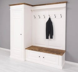 Dulap de hol, cu pantofar si cuier - stanga de la Studio Szel PS720L - Culoare Top_P064 - Culoare Corp_P039 - DUBLU COLOR