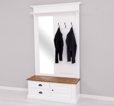 Cuier ornamentat cu oglinda, 1 usa, 2 sertare de la Studio Szel PS539 - Culoare Top_P064 - Culoare Corp_P004 - DUBLU COLOR