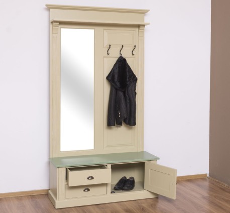 Cuier ornamentat cu oglinda, 1 usa, 2 sertare de la Studio Szel PS539 - Culoare Top_P054A - Culoare Corp_P046A - DUBLU COLOR