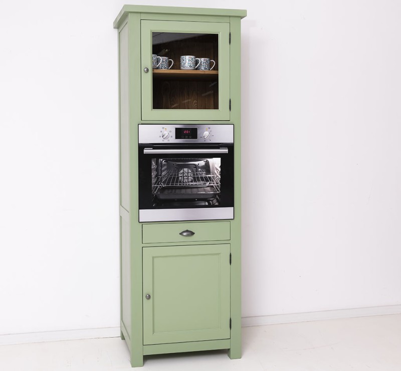 Mobilier de bucatarie 2 usi pentru cuptor cu finisaj Muted Olive / Walnut Waxed