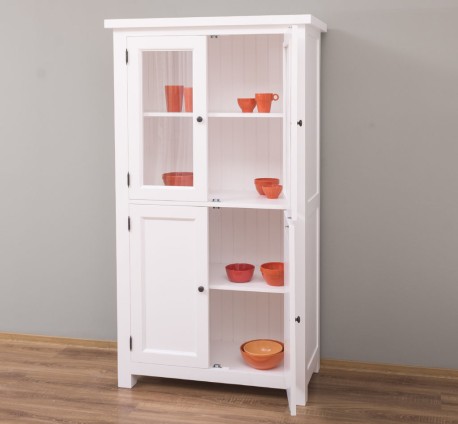 Dulap de bucatarie cu vitrina si 2 usi panou in stil rustic de la Studio Szel PS528 - Culoare_P004 - VOPSIT