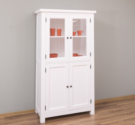 Dulap de bucatarie cu vitrina si 2 usi panou in stil rustic de la Studio Szel PS528 - Culoare_P004 - VOPSIT