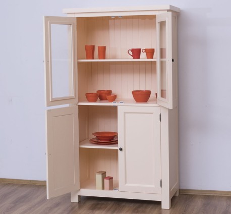 Dulap de bucatarie cu vitrina si 2 usi panou in stil rustic de la Studio Szel PS528 - Culoare_P025 - VOPSIT