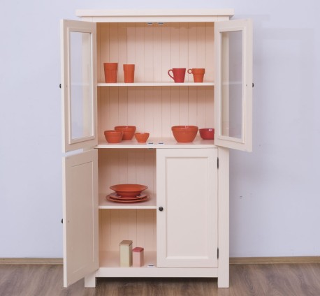 Dulap de bucatarie cu vitrina si 2 usi panou in stil rustic de la Studio Szel PS528 - Culoare_P025 - VOPSIT