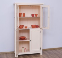 Dulap de bucatarie cu vitrina si 2 usi panou in stil rustic de la Studio Szel PS528 - Culoare_P025 - VOPSIT