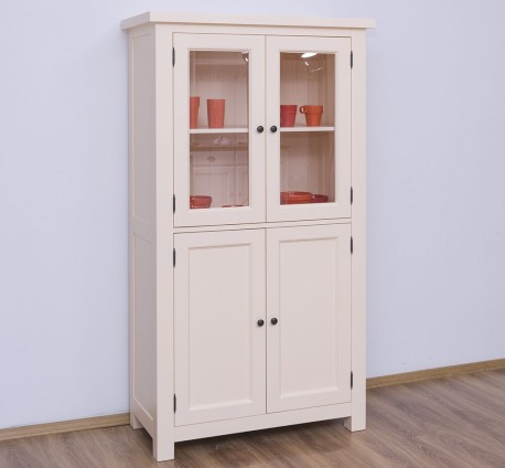 Dulap de bucatarie cu vitrina si 2 usi panou in stil rustic de la Studio Szel PS528 - Culoare_P025 - VOPSIT