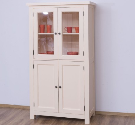 Dulap de bucatarie cu vitrina si 2 usi panou in stil rustic de la Studio Szel PS528 - Culoare_P025 - VOPSIT