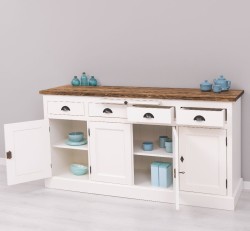 Bufet cu 4 usi, 4 sertare, BAS de la Studio Szel PS365BAS - Culoare Top_P064 - Culoare Corp_P039A - DUBLU COLOR