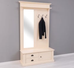 Cuier cu design Shutter cu oglinda, doua sertare, 1  usa de la Studio Szel PS722 - Culoare_P025A - VOPSIT ANTICHIZAT 