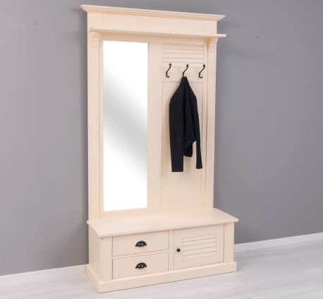 Cuier cu design Shutter cu oglinda, doua sertare, 1  usa de la Studio Szel PS722 - Culoare_P025A - VOPSIT ANTICHIZAT 