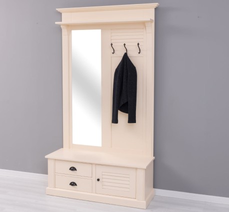 Cuier cu design Shutter cu oglinda, doua sertare, 1  usa de la Studio Szel PS722 - Culoare_P025A - VOPSIT ANTICHIZAT 