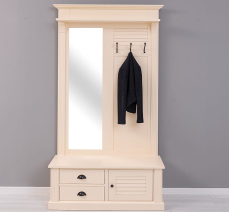 Cuier cu design Shutter cu oglinda, doua sertare, 1  usa de la Studio Szel PS722 - Culoare_P025A - VOPSIT ANTICHIZAT 