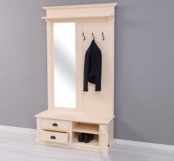 Cuier cu design Shutter cu oglinda, doua sertare, 1  usa de la Studio Szel PS722 - Culoare_P025A - VOPSIT ANTICHIZAT 