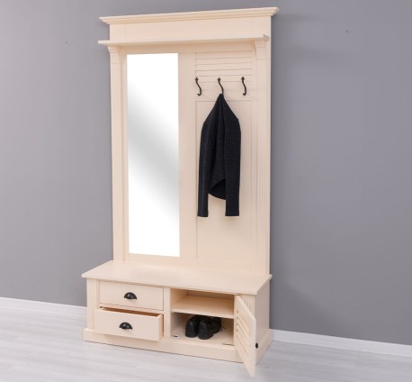 Cuier cu design Shutter cu oglinda, doua sertare, 1  usa de la Studio Szel PS722 - Culoare_P025A - VOPSIT ANTICHIZAT 