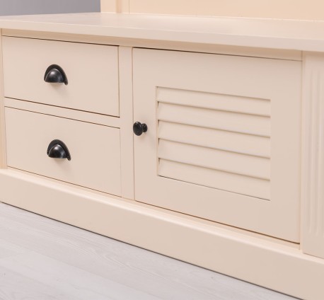 Cuier cu design Shutter cu oglinda, doua sertare, 1  usa de la Studio Szel PS722 - Culoare_P025A - VOPSIT ANTICHIZAT 