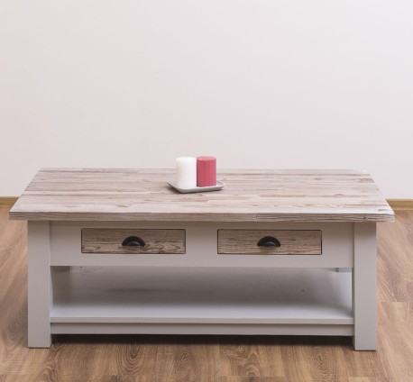 Masa cafea cu 2 sertare 120x65x45cm de la Studio Szel PS131 - Culoare Top_P071 - Culoare Corp_P010 - Culoare Sertare_P071 - DUBLU COLOR