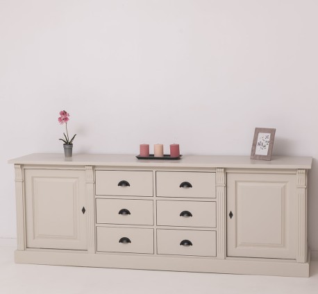 Bufet cu 2 usi, 6 sertare, BAS, Colectia Directoire de la Studio Szel PS295BAS - Culoare Ext._P024 / Culoare Int._P002 - DUBLU COLOR