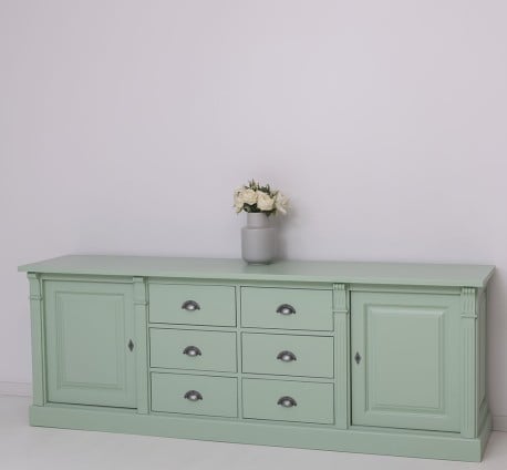 Bufet cu 2 usi, 6 sertare, BAS, Colectia Directoire de la Studio Szel PS295BAS - Culoare Ext._P092 / Culoare Int._P004 - DUBLU COLOR