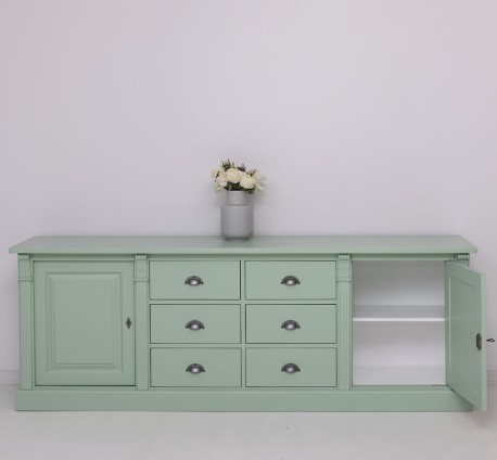 Bufet cu 2 usi, 6 sertare, BAS, Colectia Directoire de la Studio Szel PS295BAS - Culoare Ext._P092 / Culoare Int._P004 - DUBLU COLOR