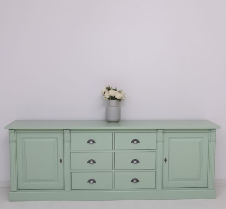 Bufet cu 2 usi, 6 sertare, BAS, Colectia Directoire de la Studio Szel PS295BAS - Culoare Ext._P092 / Culoare Int._P004 - DUBLU COLOR