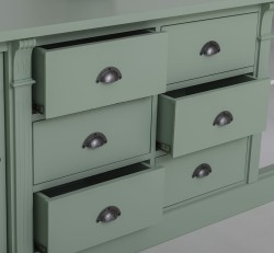 Bufet cu 2 usi, 6 sertare, BAS, Colectia Directoire de la Studio Szel PS295BAS - Culoare Ext._P092 / Culoare Int._P004 - DUBLU COLOR