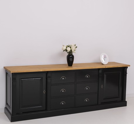 Bufet cu 2 usi, 6 sertare, BAS, Colectia Directoire de la Studio Szel PS295BAS - Culoare Top_P002 - Culoare Corp_P150 - DUBLU COLOR