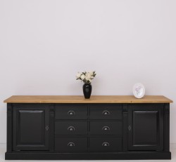 Bufet cu 2 usi, 6 sertare, BAS, Colectia Directoire de la Studio Szel PS295BAS - Culoare Top_P002 - Culoare Corp_P150 - DUBLU COLOR