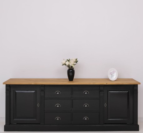 Bufet cu 2 usi, 6 sertare, BAS, Colectia Directoire de la Studio Szel PS295BAS - Culoare Top_P002 - Culoare Corp_P150 - DUBLU COLOR