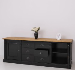 Bufet cu 2 usi, 6 sertare, BAS, Colectia Directoire de la Studio Szel PS295BAS - Culoare Top_P002 - Culoare Corp_P150 - DUBLU COLOR