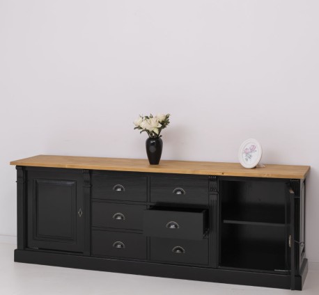 Bufet cu 2 usi, 6 sertare, BAS, Colectia Directoire de la Studio Szel PS295BAS - Culoare Top_P002 - Culoare Corp_P150 - DUBLU COLOR