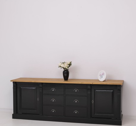 Bufet cu 2 usi, 6 sertare, BAS, Colectia Directoire de la Studio Szel PS295BAS - Culoare Top_P002 - Culoare Corp_P150 - DUBLU COLOR